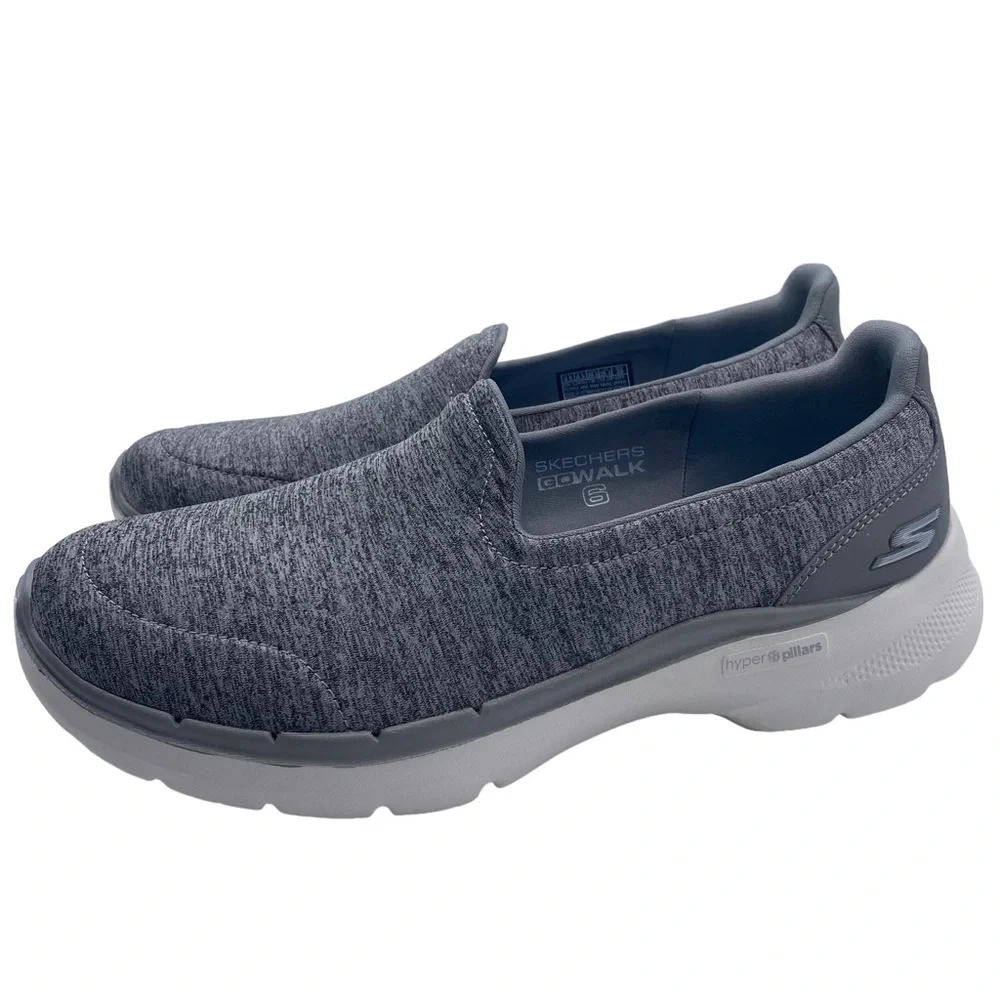 Skechers Slip On Walking Shoe Go Walk 6 Gray Cushioned Comfort Air Cooled 9.5